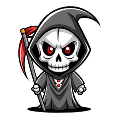 Halloween character vector elements. Halloween characters like teddy bear, ghost and grim reaper isolated on a white background for horror collection design. Vector illustration