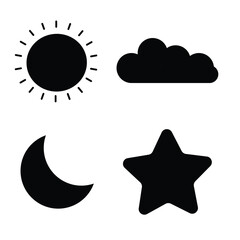 sky, sun, cloud, moon star icons
