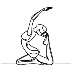 one line drawing woman yoga pose vector illustration template design