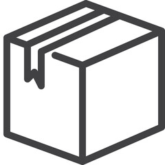 Simple vector cardboard box outline icon on white background