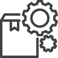 Simple vector cardboard box process outline icon on white background