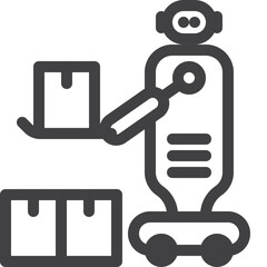 Simple vector robot lift box outline icon on white background