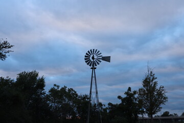 windmill with clouds