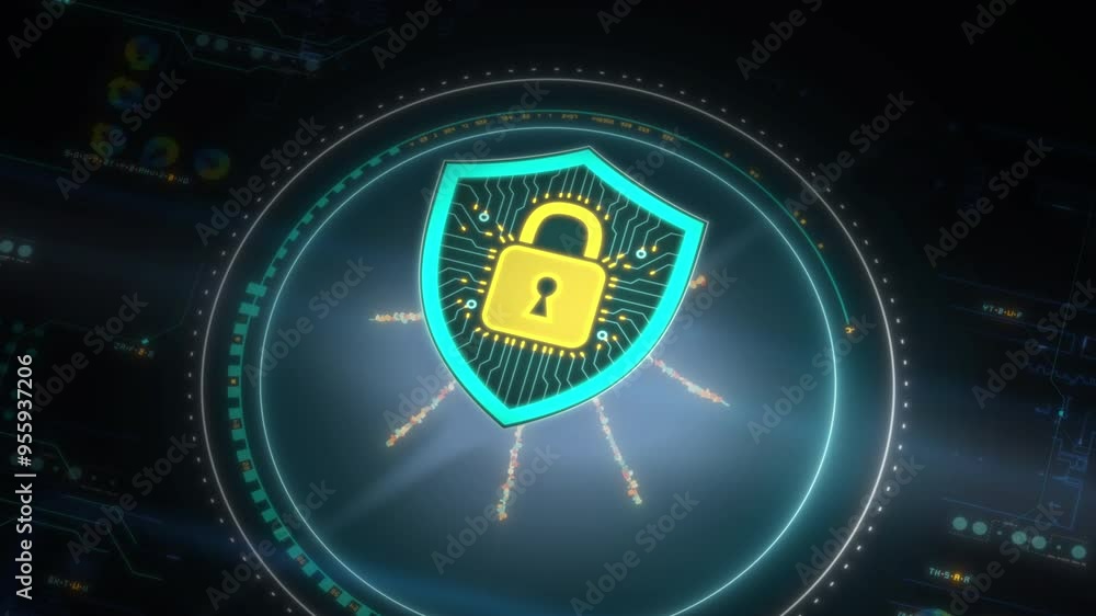 Poster security technology for digital data management, high-tech hud elements