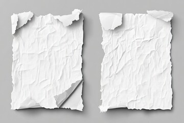 Obraz premium torn blank pages with uneven texture edges. set of ripped white paper sheets png isolated on transparent background. document or newspaper mockup , ai