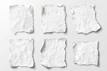 Obraz premium torn blank pages with uneven texture edges. set of ripped white paper sheets png isolated on transparent background. document or newspaper mockup , ai