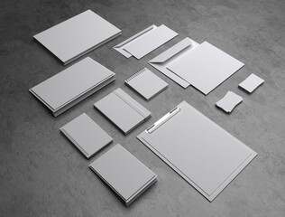 Brand Identity Stationery Mockup - Dark Concrete Background