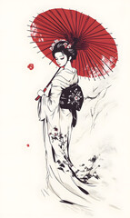 Obraz premium Japanese-style 2D illustrator doodle cartoon for floor tiles and wallpaper