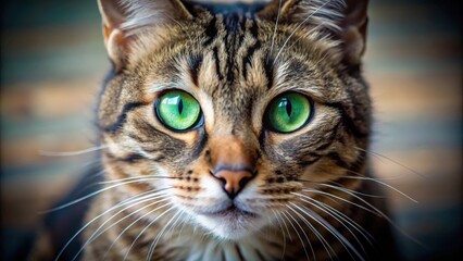 Close up of a curious cat with stunning green eyes, feline, whiskers, fur, domestic, pet, animal, adorable, staring, close-up, curious