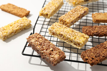 Granola Bars on a black metal stand