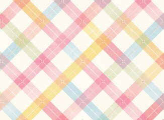Seamless Pastel Gingham Fabric Pattern with pastel Whimsical Design