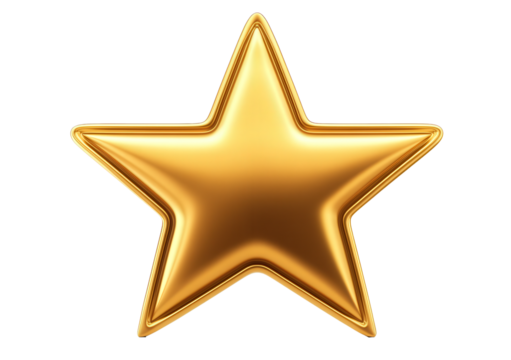 gold star isolated, transparent png background