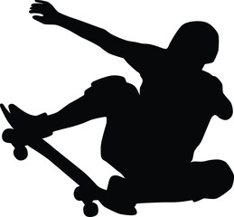 Silhouette of skateboard player full body illustration