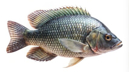 Fototapeta premium Nile tilapia fish isolated on background, tilapia, fish, aquatic, freshwater, animal,background, isolated, seafood, underwater