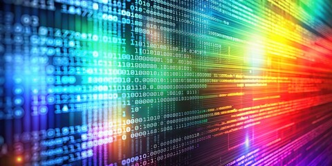 Abstract background of programming source code with lines of text and colorful syntax highlighting, technology