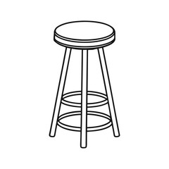 Bar stool silhouette line art vector  on white background.