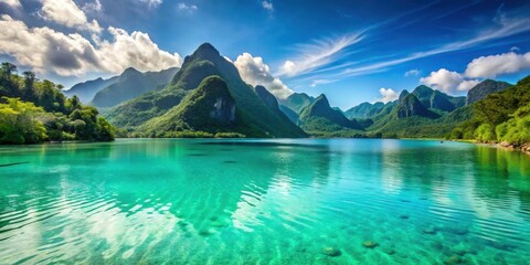 Peaceful turquoise lagoon surrounded by mountains, Alchichica, Mexico, nature, water, serene, landscape, scenic