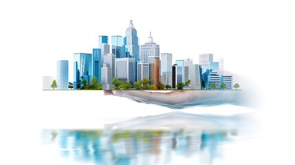 Fototapeta premium A digital twin technology firm engaged in virtual city planning, with detailed 3D models and simulations, representing the future of urban development through digital replicas 
