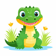 Fototapeta premium Crocodile Cute Small Cartoon Baby Animal Character 