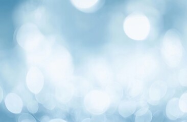 Abstract Blurred Light Blue Background with White Bokeh Lights and Ample Copy Space, Perfect for Minimalist Banner Design in Pastel Colors, High-Resolution and Highly Detailed