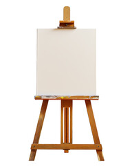 Wooden Easel with Blank Canvas Against Yellow Background