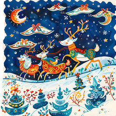 New Year and Christmas card, graphic advertising backgrounds in a doodle 2D illustrator style