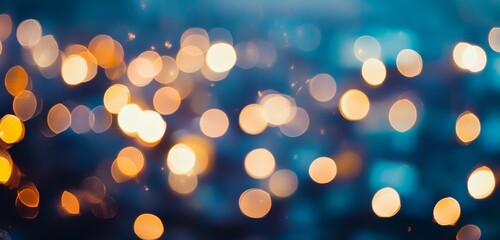 Obraz premium Abstract Blurred City Lights at Night with Bokeh Effect in Blue and Orange Color Scheme, Ideal for Background Texture and Creative Design Projects