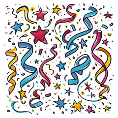 New Year and Christmas card, graphic advertising backgrounds in a doodle 2D illustrator style