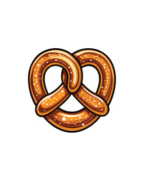 recommend clip art: Editable stroke vector illustration of a pretzel with coarse salt.