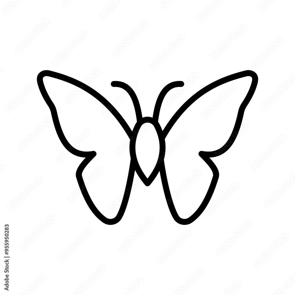 Wall mural Butterfly outline icon. Insect simple line vector icon  color editable