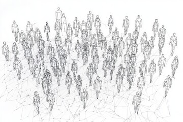 Simple people shapes connected by lines created with Generative AI
