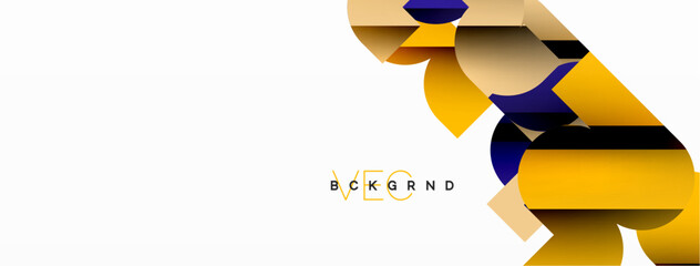 Colorful curve geometric shapes on white