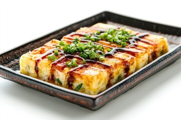 Fried Tofu with Teriyaki Sauce and Green Onions