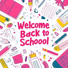 Back to School Illustration with School Supplies