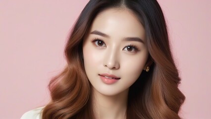 Naklejka premium Beautiful Fashion Model with Flawless Skin and Sensual Lips