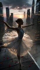 Ballerina Expressions Of Rooftop Elegance