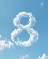 Fototapeta premium Wispy Cloud Like Number 8 Silhouette Against Clear Blue Sky Background