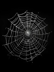 Delicate spiderweb with dew