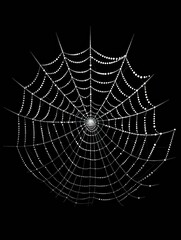 Obraz premium Delicate spiderweb with dew drops