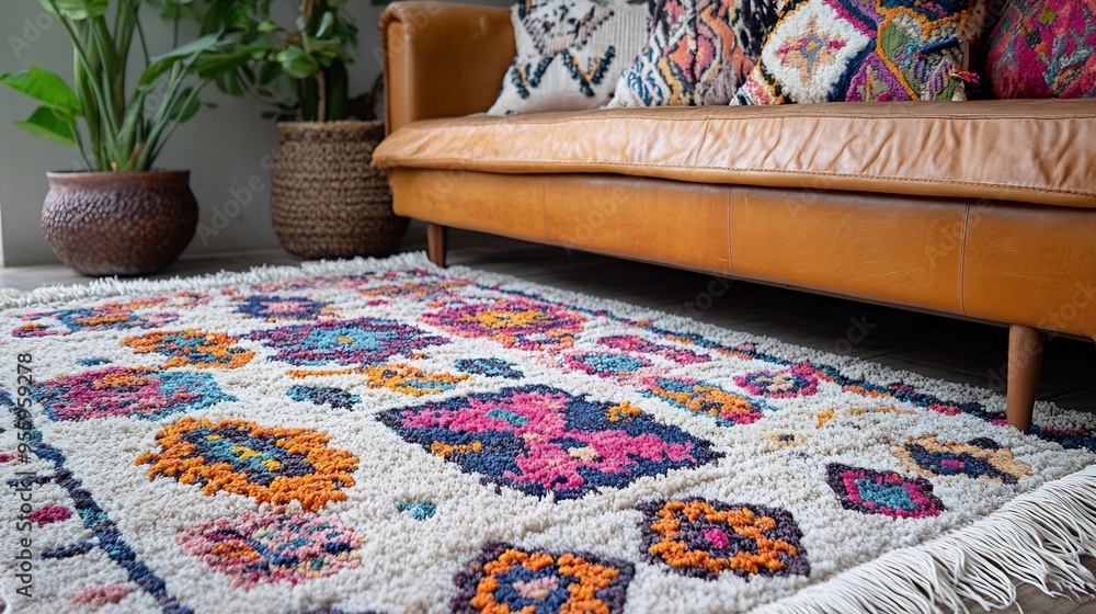 Canvas Prints bohemian style rug eclectic patterns vibrant colors and fringe details