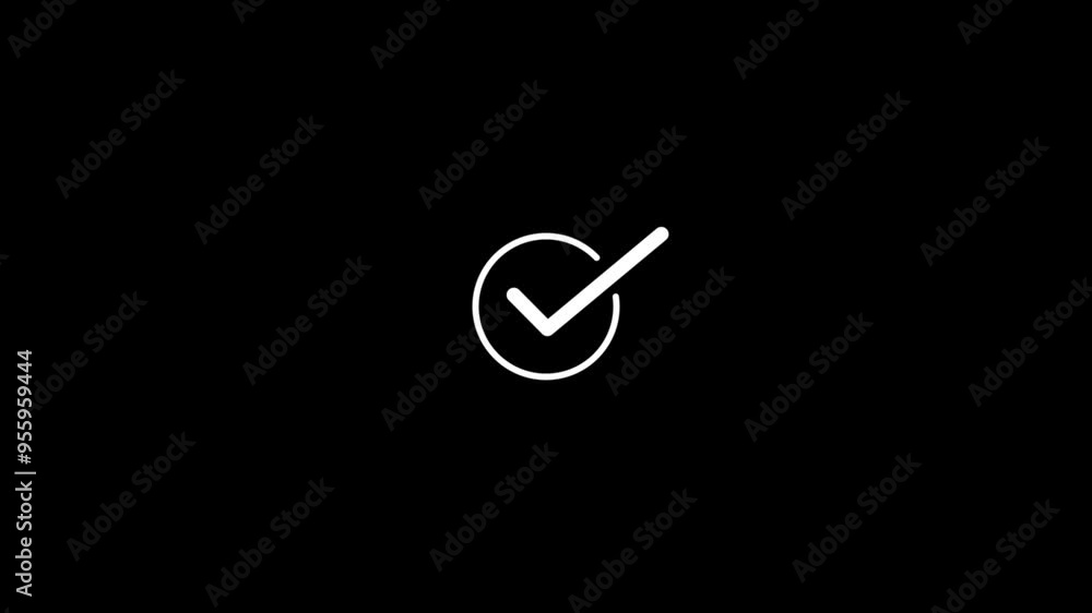 Poster check mark icon animation,simple correct complete work check mark icon