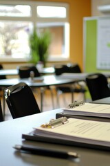 A career workshop for developing professional skills. Room with skill-building activities and training materials