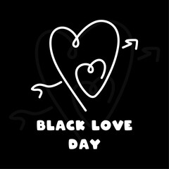 Black Love Day. Black background.