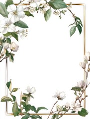 Naklejka premium White Page with Pastel Floral Design and Geometric Frame, Featuring a Pattern for Letters or Notes, Ideal for Interior Decor