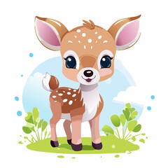 Obraz premium Deer Cute Small Cartoon Baby Animal Character 