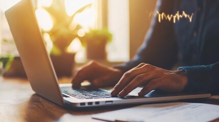 An animated graph on a tablet showing a rise in passive income