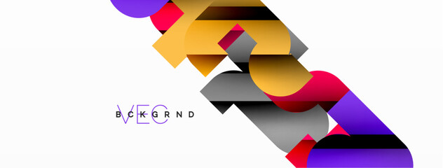 Abstract background. Colorful geometric curve shapes with black shadow lines effects