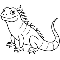 Little iguana cartoon animal bw vector image