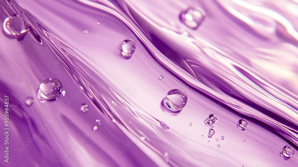 Poster close-up image displaying a wave-like purple gel texture with glossy highlights and clear droplets.