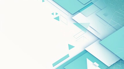 Fototapeta premium Abstract Background Featuring Light Blue and Mint Green Triangles and Squares